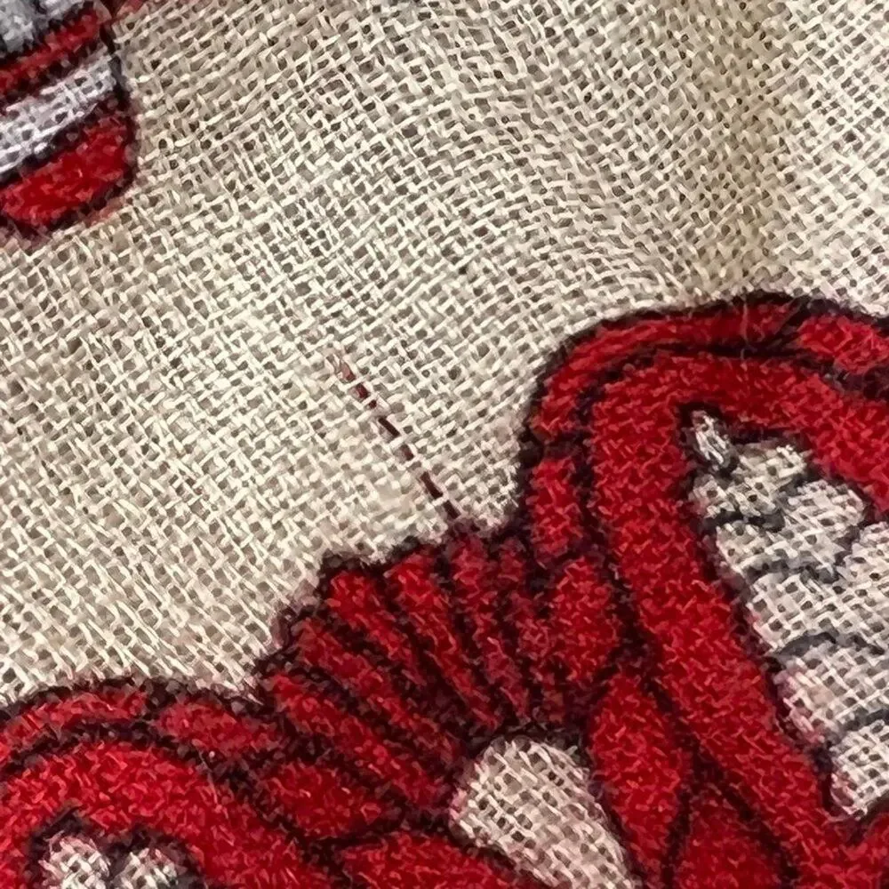 Vintage Square Wool Scarf Red Cream Vase Bottle Print 30